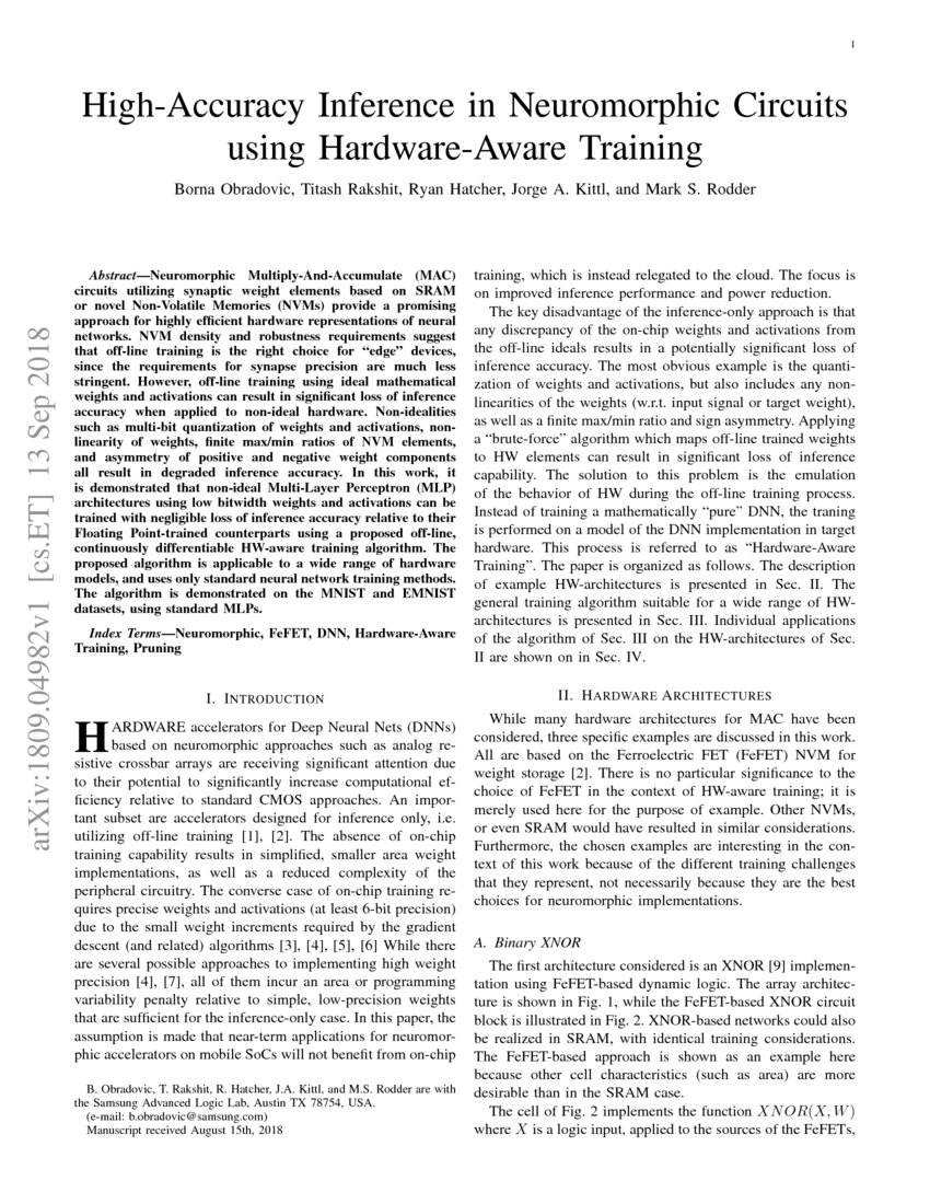 High-Accuracy Inference in Neuromorphic Circuits using Hardware-Aware ...