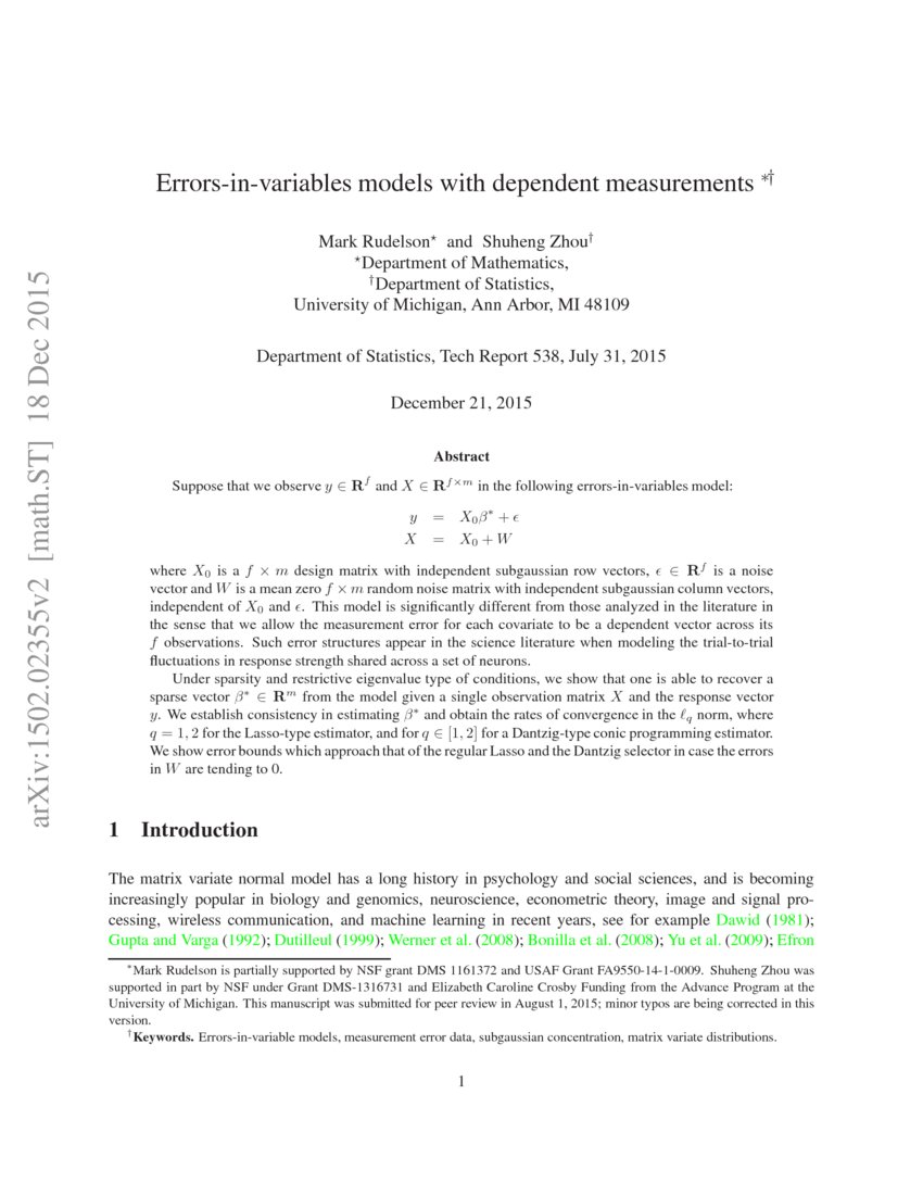 High dimensional errorsinvariables models with dependent measurements