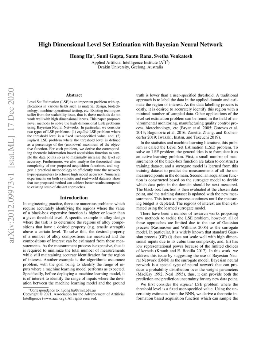 High Dimensional Level Set Estimation with Bayesian Neural Network DeepAI