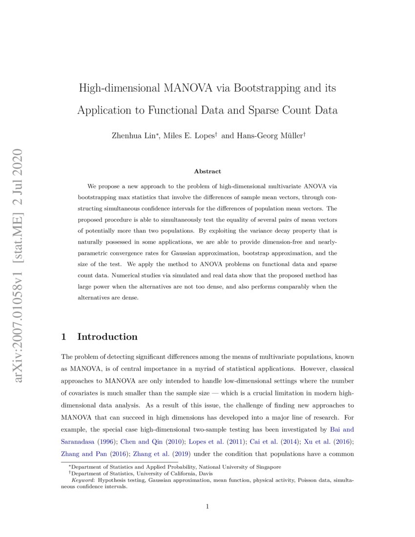 Highdimensional MANOVA via Bootstrapping and its Application to
