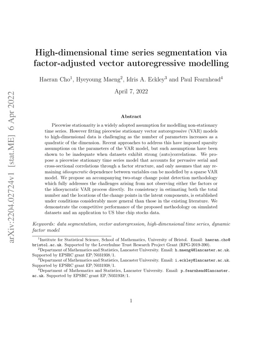 Highdimensional time series segmentation via factoradjusted vector