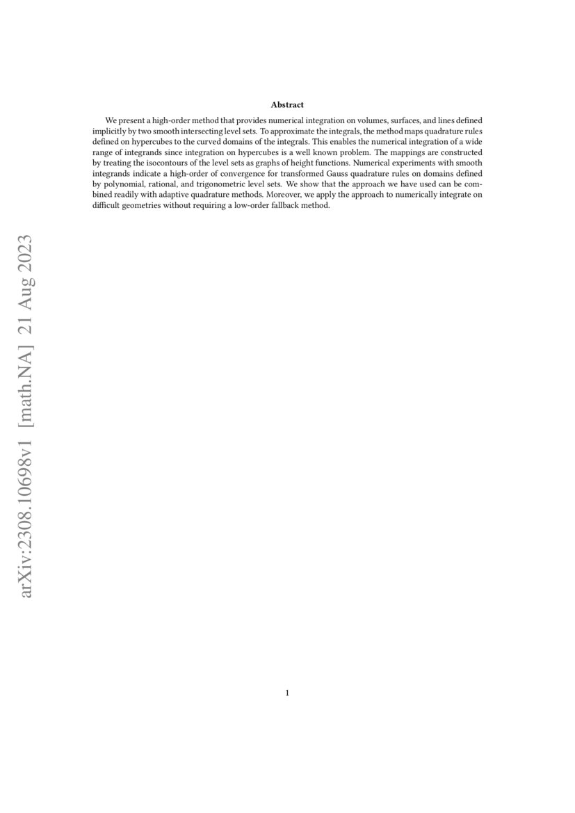 HighOrder Numerical Integration on Domains Bounded by Intersecting