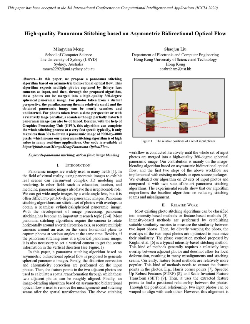 Highquality Panorama Stitching based on Asymmetric Bidirectional