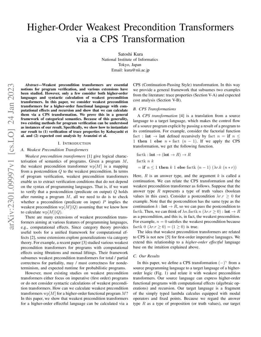 HigherOrder Weakest Precondition Transformers via a CPS Transformation