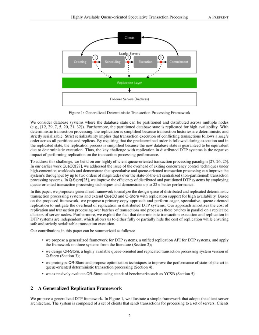 Highly Available Queueoriented Speculative Transaction Processing DeepAI