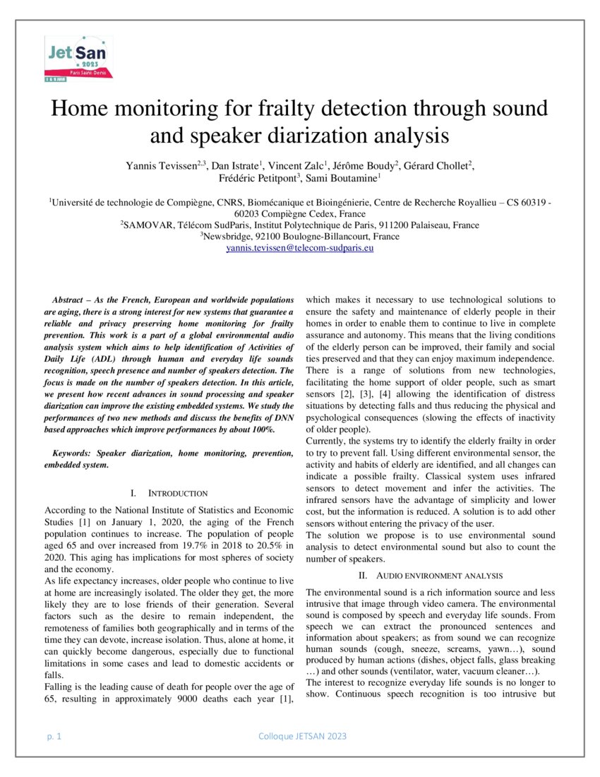 Home monitoring for frailty detection through sound and speaker