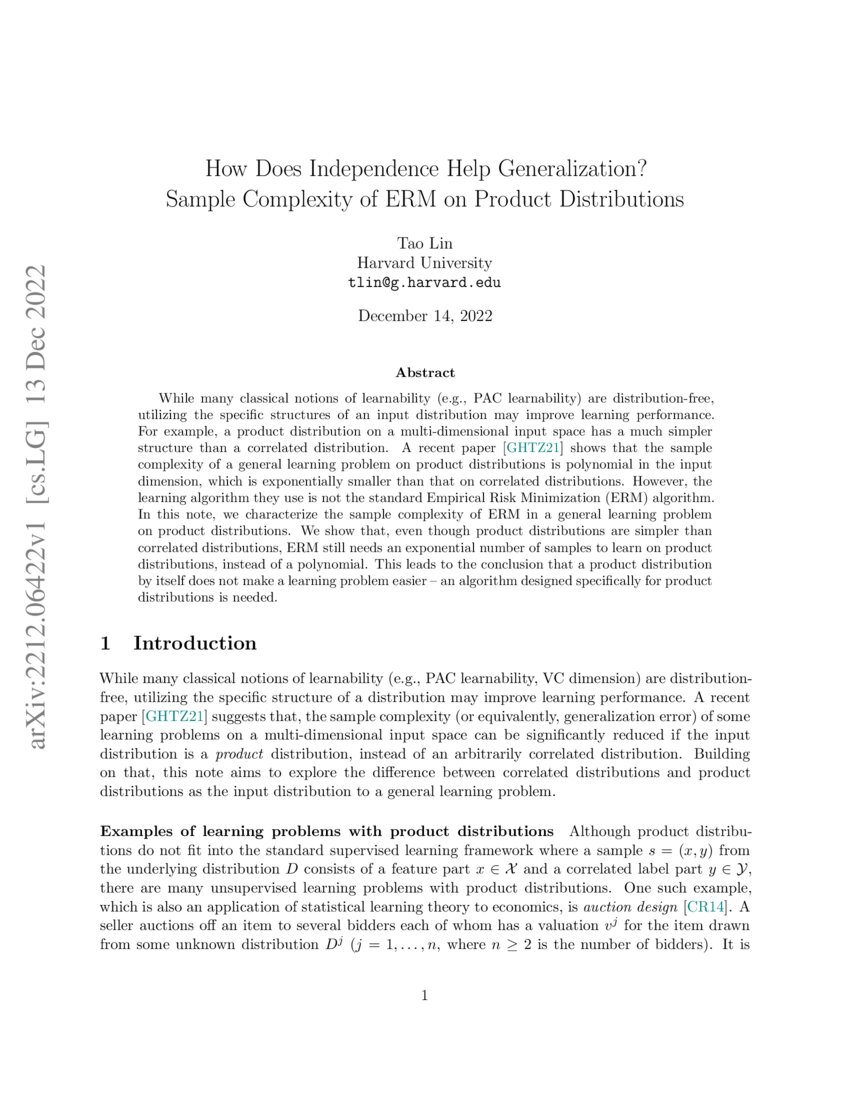 How Does Independence Help Generalization? Sample Complexity of ERM on
