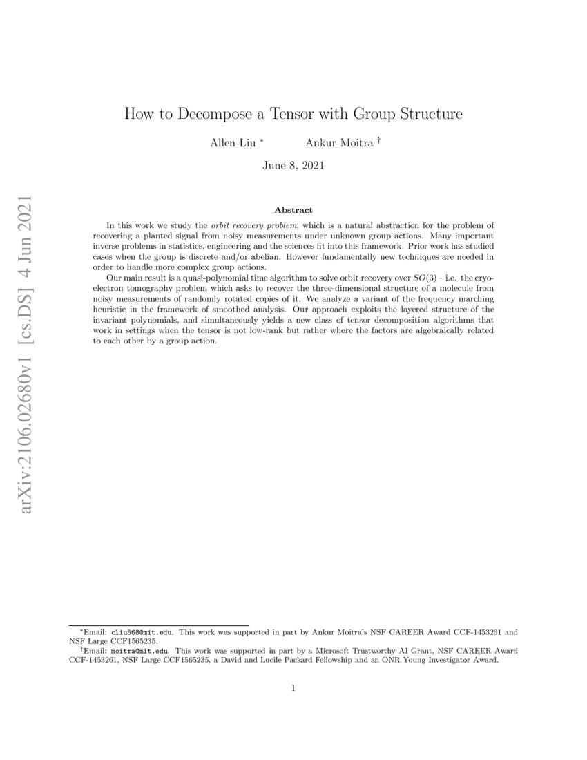 How to a Tensor with Group Structure DeepAI