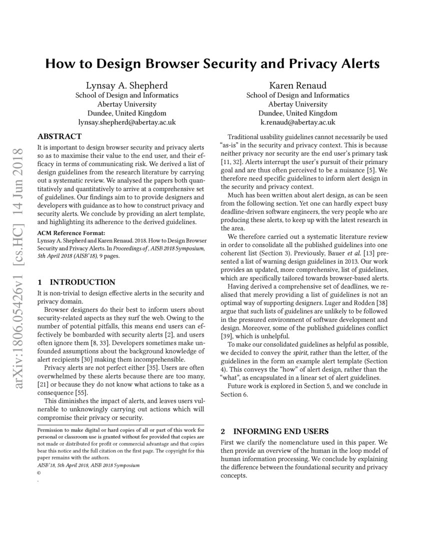 How to design browser security and privacy alerts | DeepAI