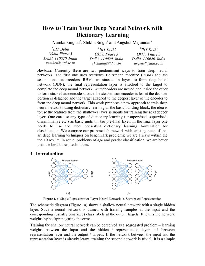 How to Train Your Deep Neural Network with Dictionary Learning | DeepAI