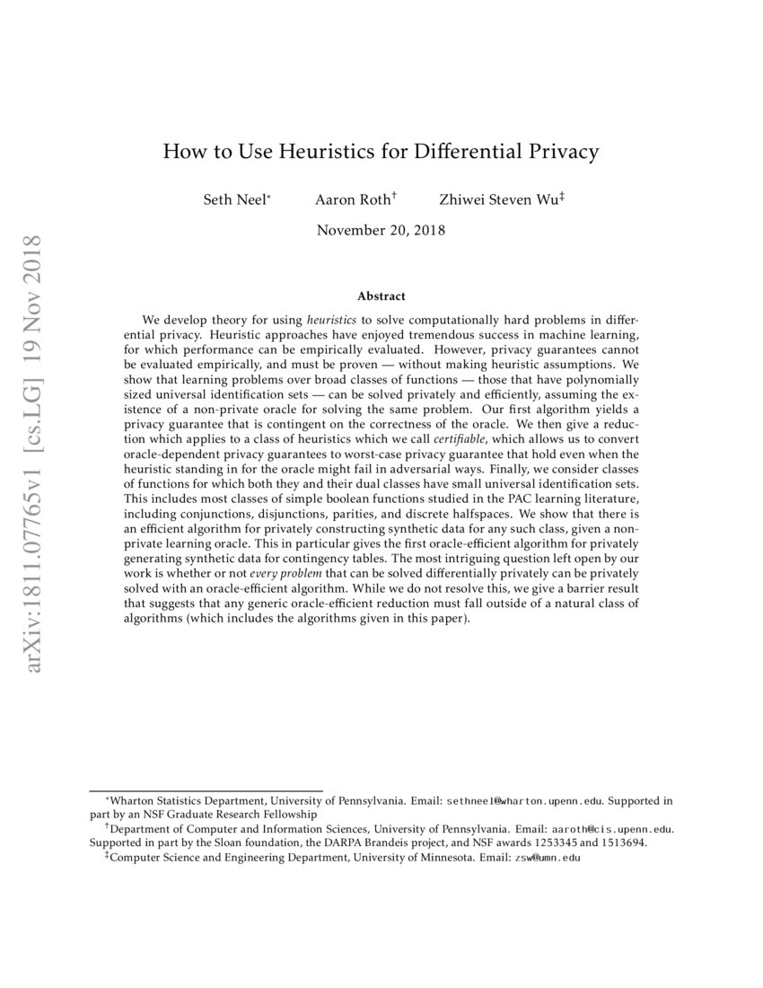 How to Use Heuristics for Differential Privacy | DeepAI