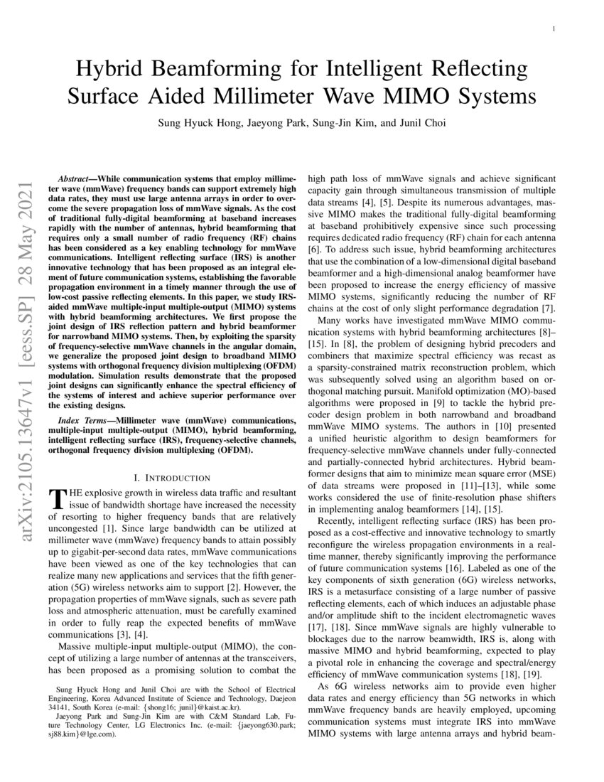 Hybrid Beamforming for Intelligent Reflecting Surface Aided Millimeter ...