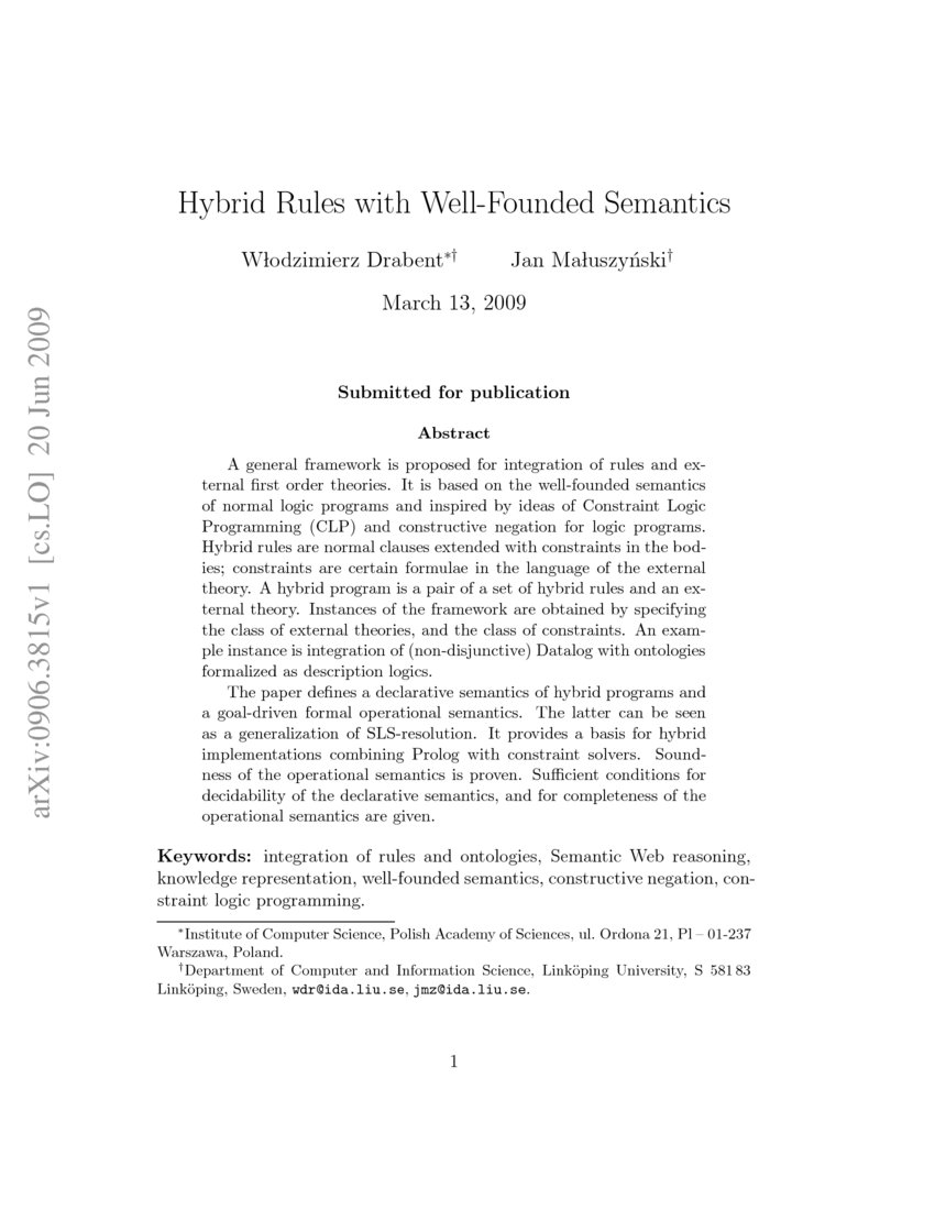 Hybrid Rules with WellFounded Semantics DeepAI