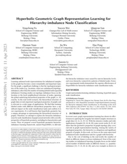 hyperbolic geometry graph representation learning for hierarchy imbalanced node classification