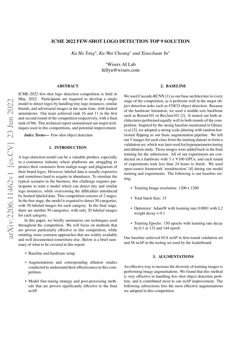 ICME 2022 Fewshot LOGO detection top 9 solution DeepAI