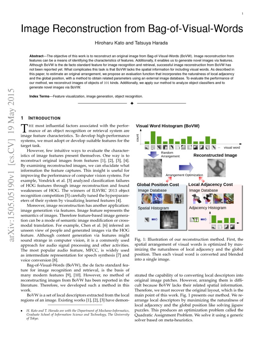 Image Reconstruction from BagofVisualWords DeepAI