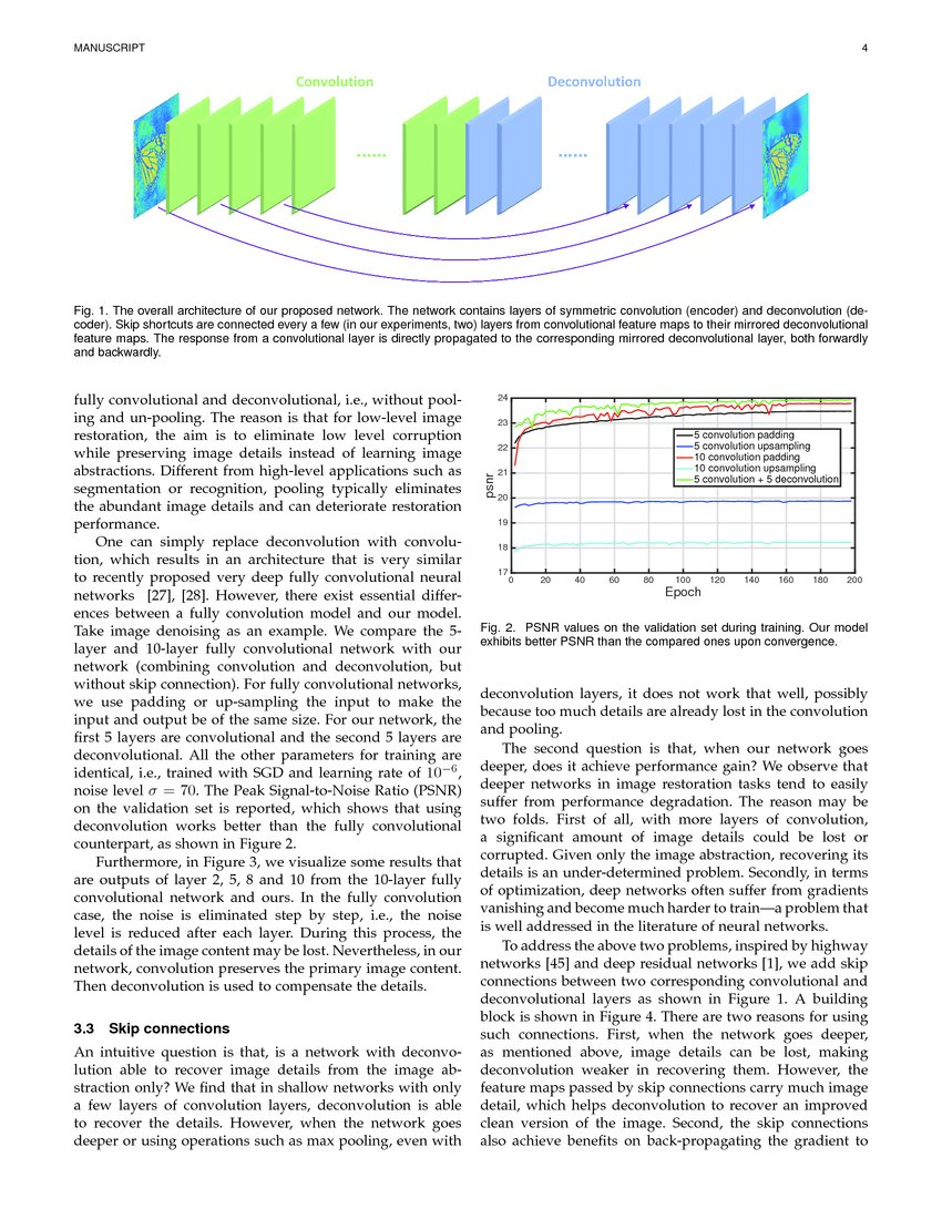 Image Restoration Using Convolutional Auto-encoders with Symmetric Skip ...