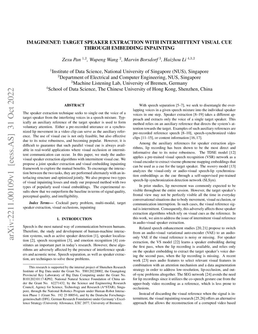 ImagineNET: Target Speaker Extraction with Intermittent Visual Cue ...