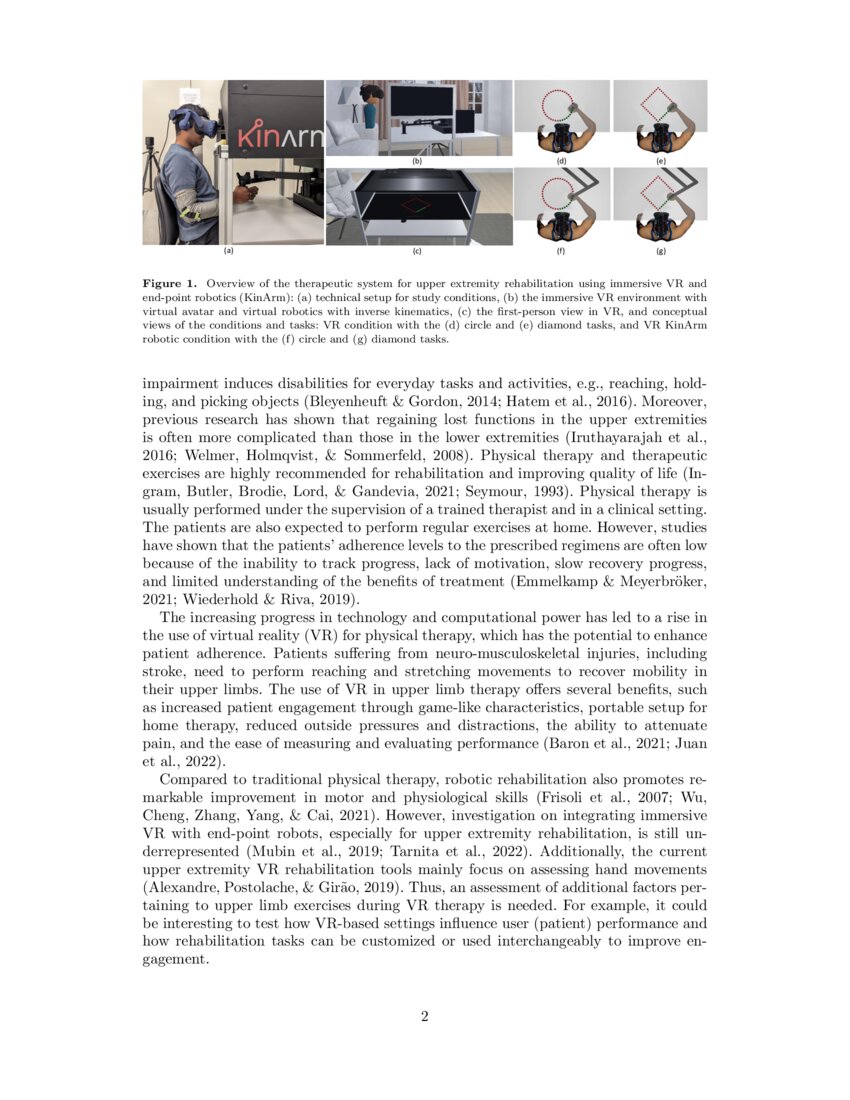 Immersive Virtual Reality and Robotics for Upper Extremity