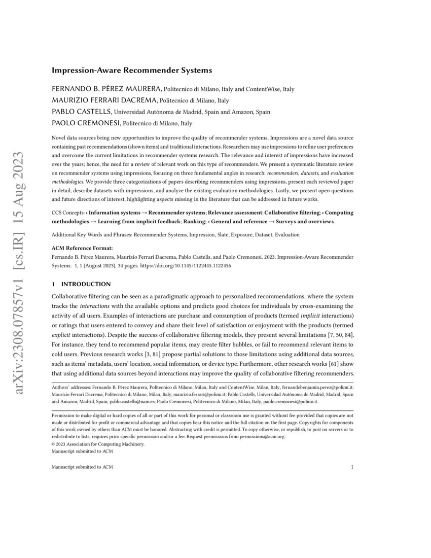 ImpressionAware Systems DeepAI