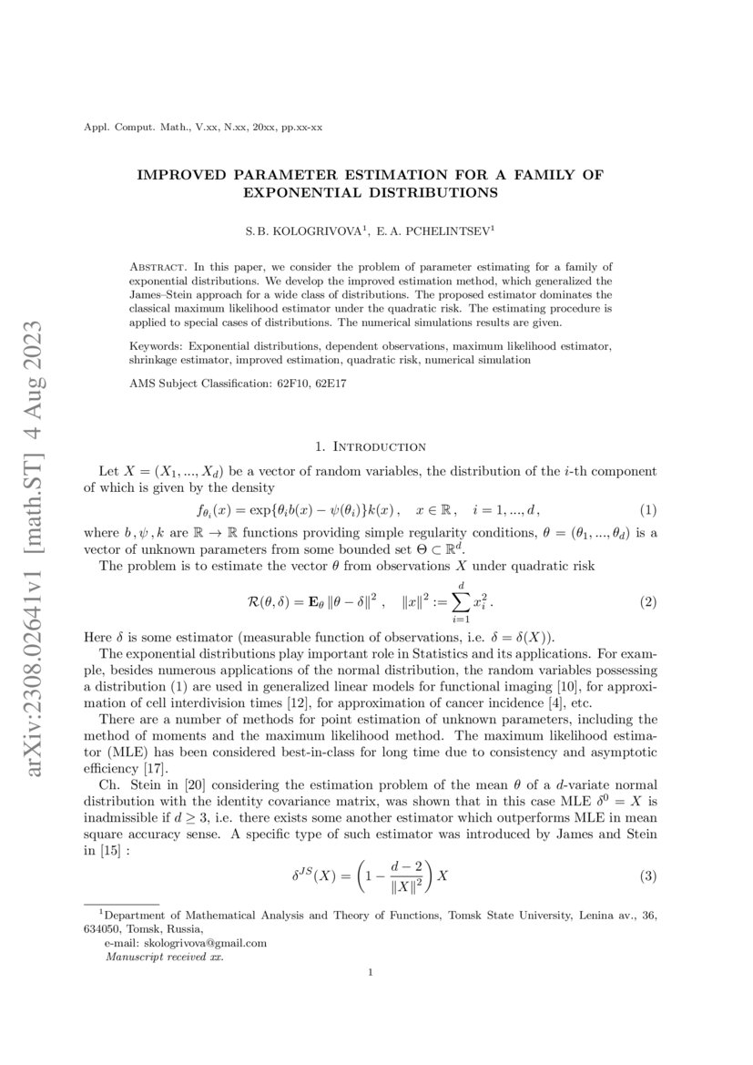 Improved parameter estimation for a family of exponential distributions