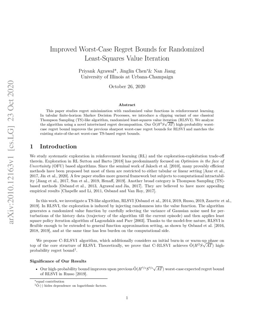Improved WorstCase Regret Bounds for Randomized LeastSquares Value