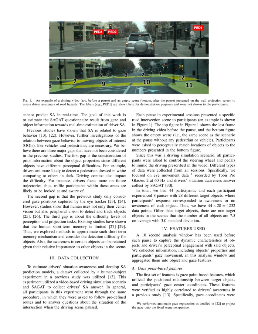 The More Complex A Driving Situation Is The Improving Driver Situation Awareness Prediction using Human Visual
