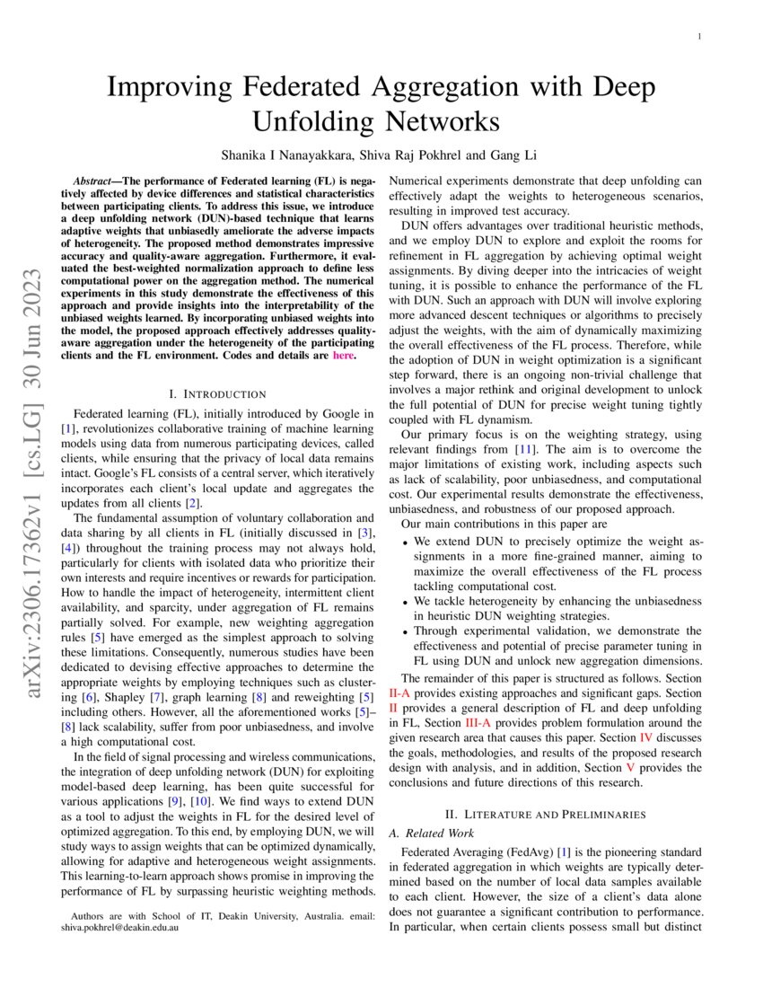 Improving Federated Aggregation with Deep Unfolding Networks | DeepAI