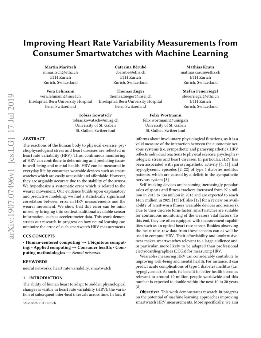 Improving Heart Rate Variability Measurements from Consumer