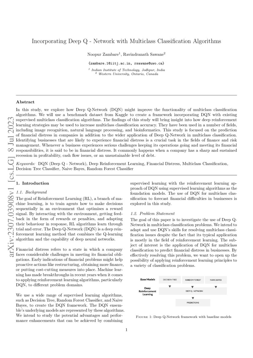 Incorporating Deep Q Network with Multiclass Classification