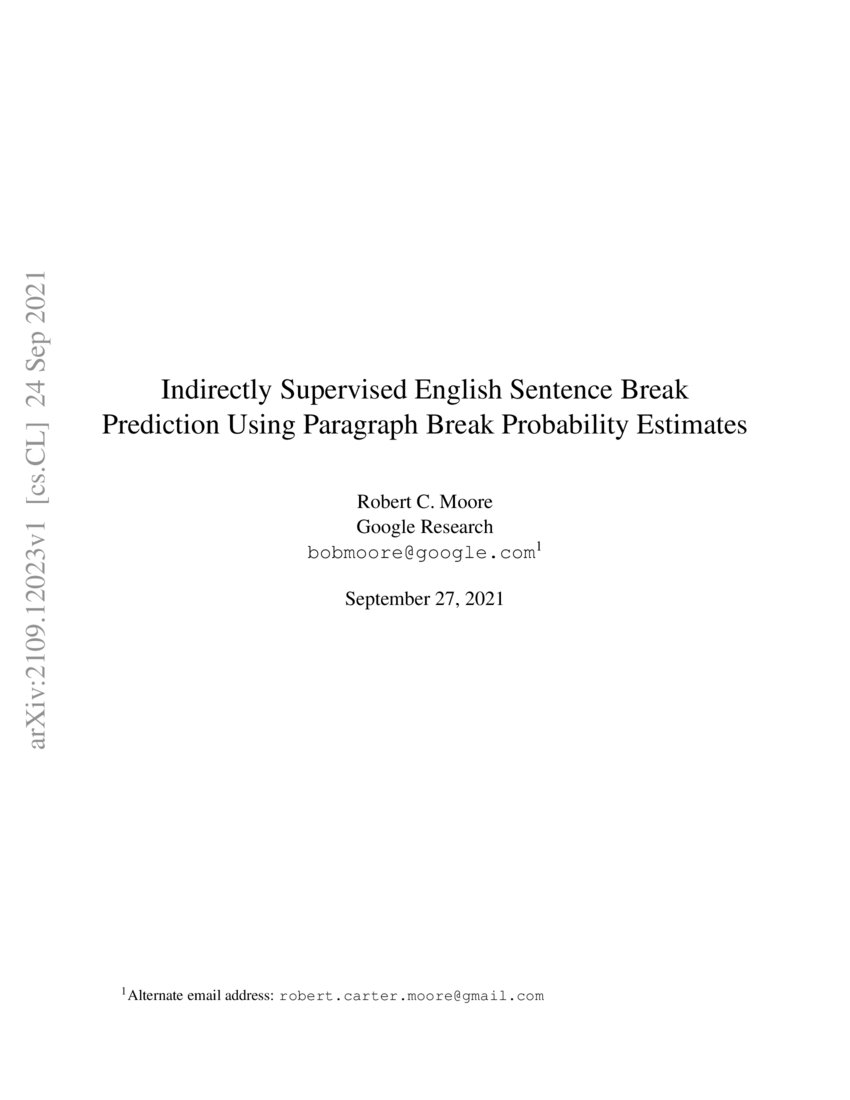 Indirectly Supervised English Sentence Break Prediction Using Paragraph