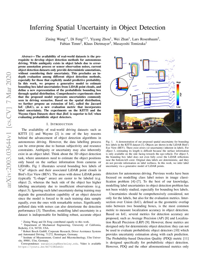 Inferring Spatial Uncertainty in Object Detection | DeepAI