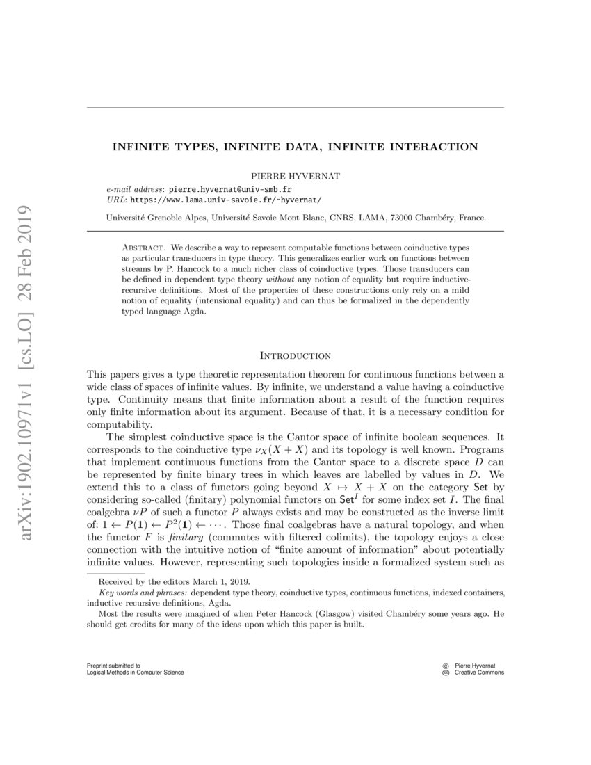 Infinite Types, Infinite Data, Infinite Interaction | DeepAI