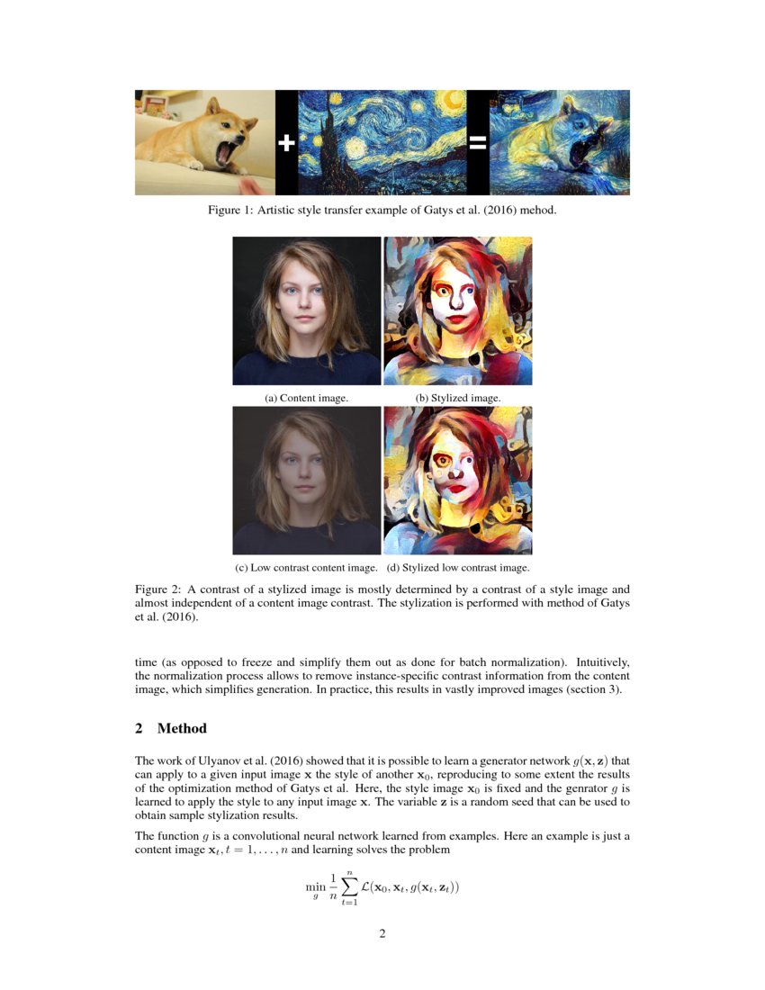 Instance normalization the missing ingredient for fast stylization