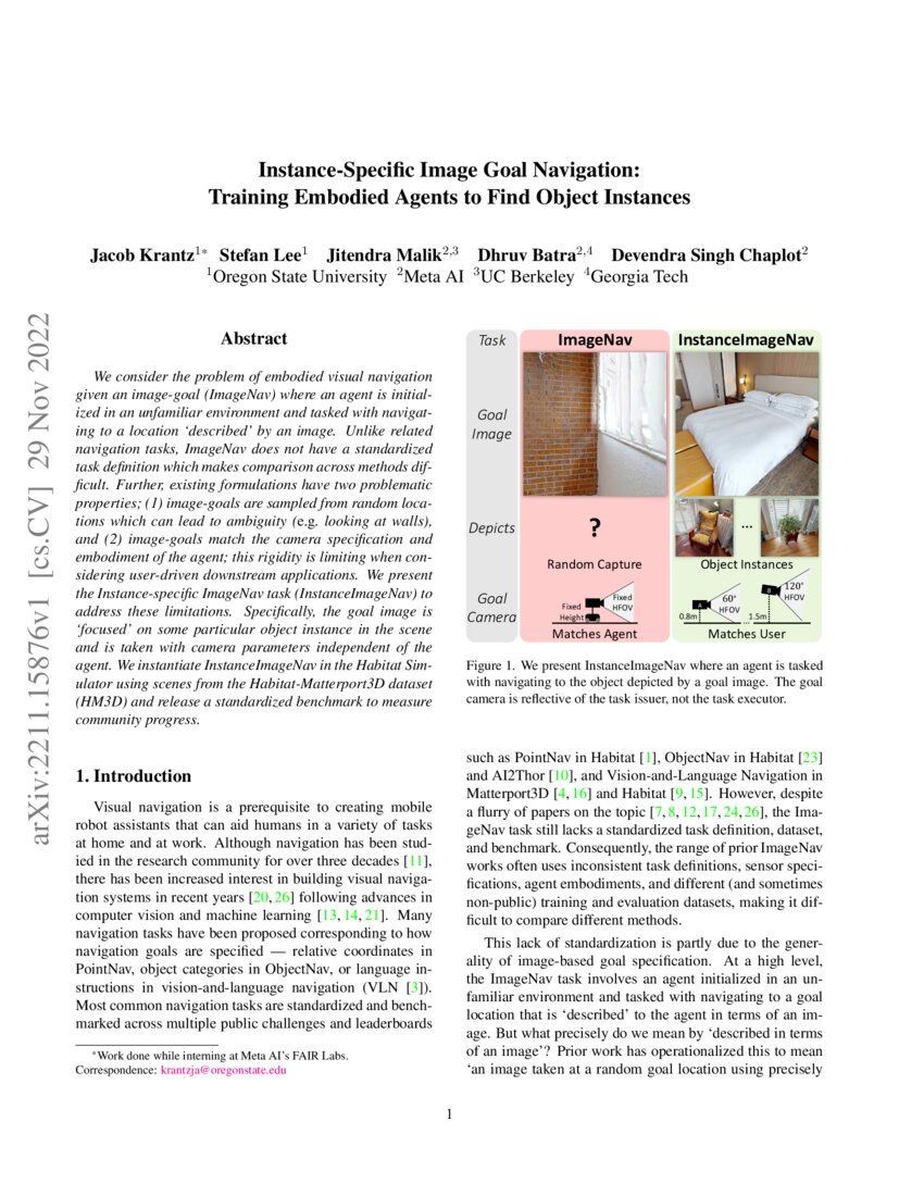 InstanceSpecific Image Goal Navigation Training Embodied Agents to