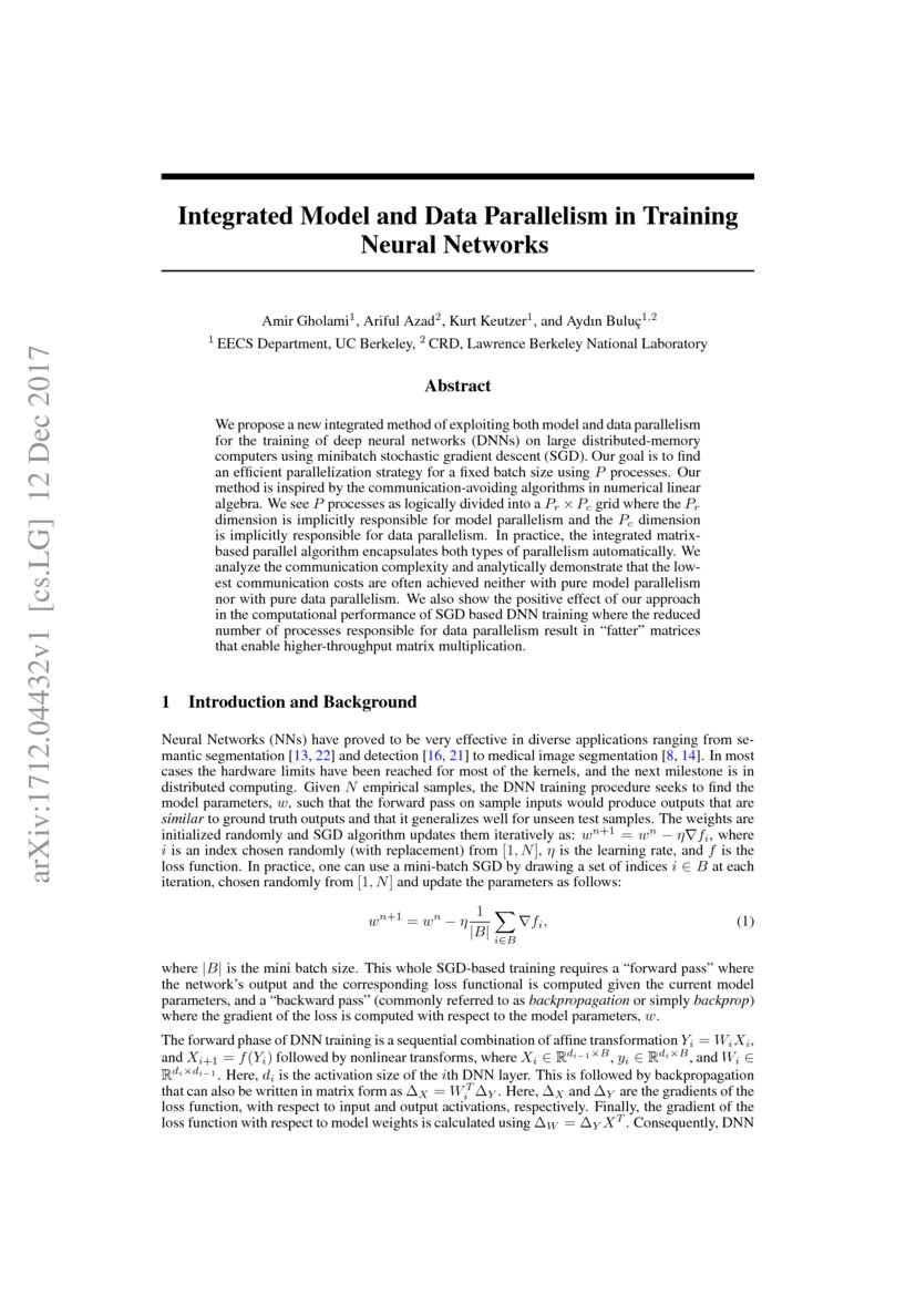 Integrated Model and Data Parallelism in Training Neural Networks | DeepAI