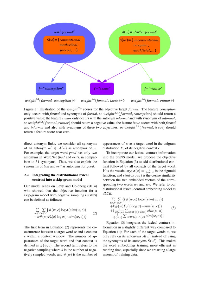 Integrating Distributional Lexical Contrast Into Word Embeddings For Antonym Synonym Distinction Deepai