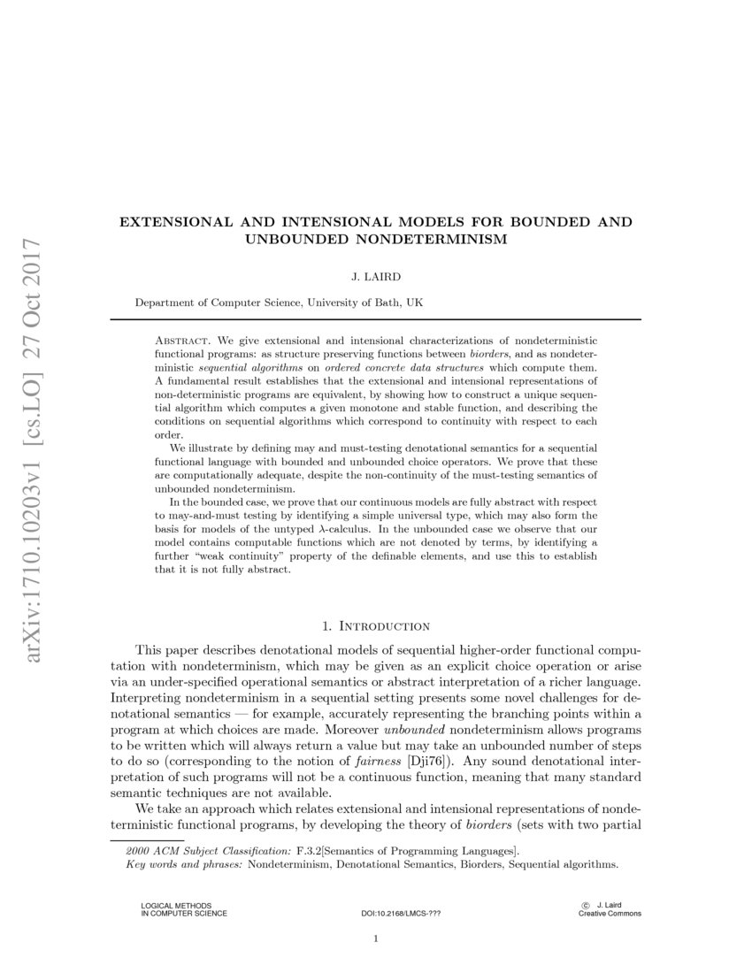 Intensional and Extensional Semantics of Bounded and Unbounded