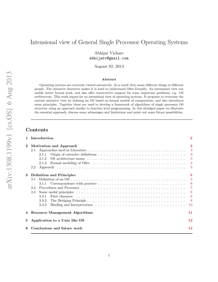 Intensional view of General Single Processor Operating Systems DeepAI