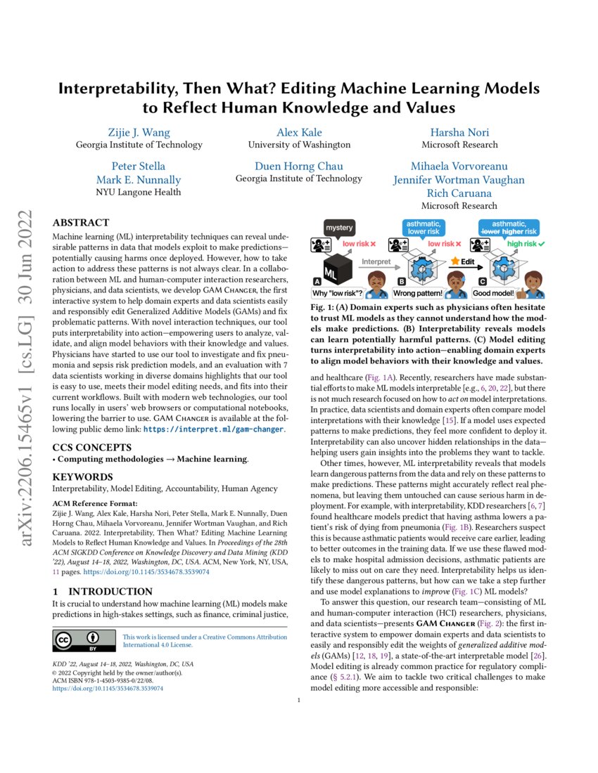 Interpretability, Then What? Editing Machine Learning Models to Reflect