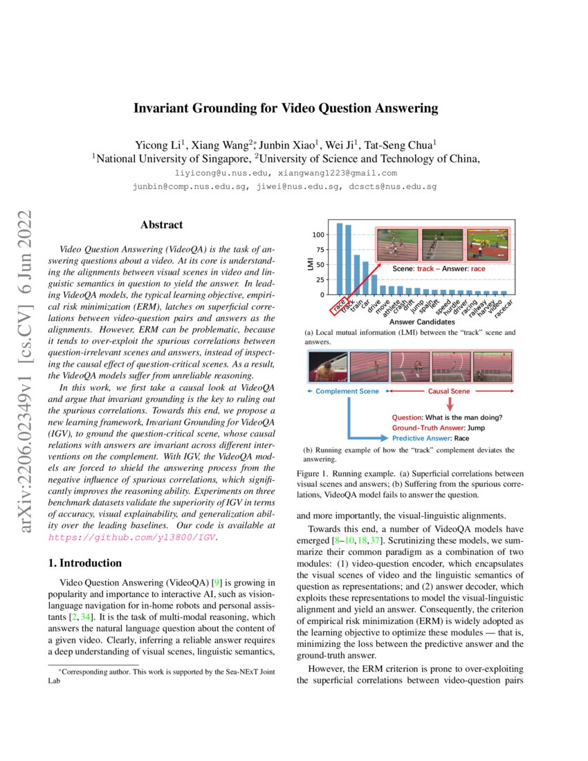 Invariant Grounding for Video Question Answering DeepAI