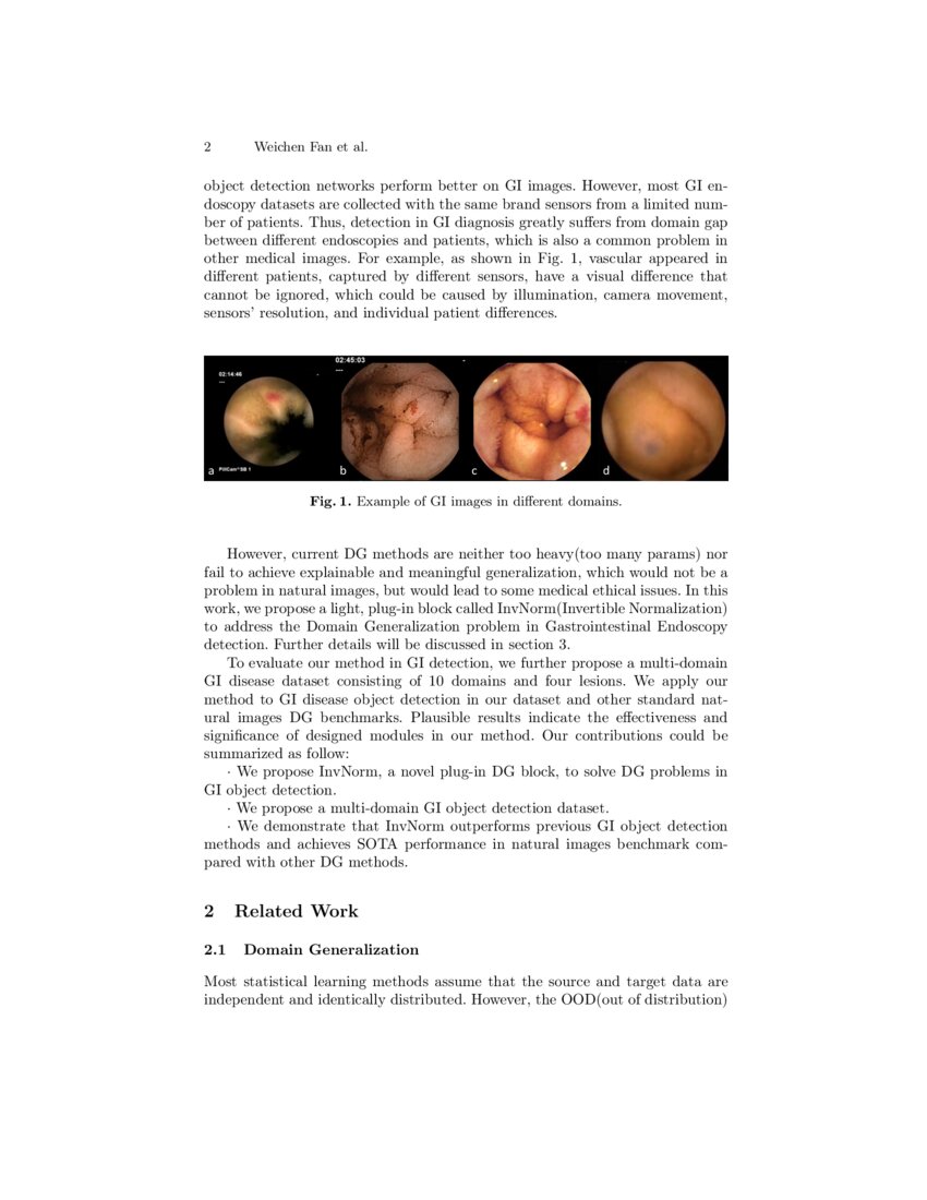 InvNorm Domain Generalization for Object Detection in Gastrointestinal