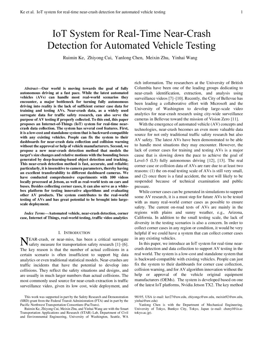 IoT System for RealTime NearCrash Detection for Automated Vehicle