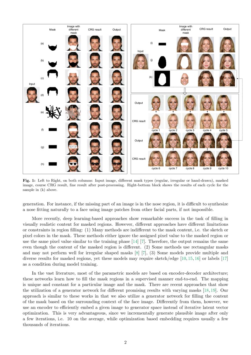 Iterative Facial Image Inpainting using Cyclic Reverse Generator DeepAI