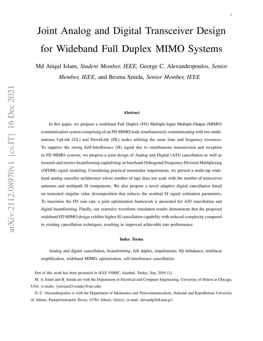 Joint Analog and Digital Transceiver Design for Wideband Full Duplex