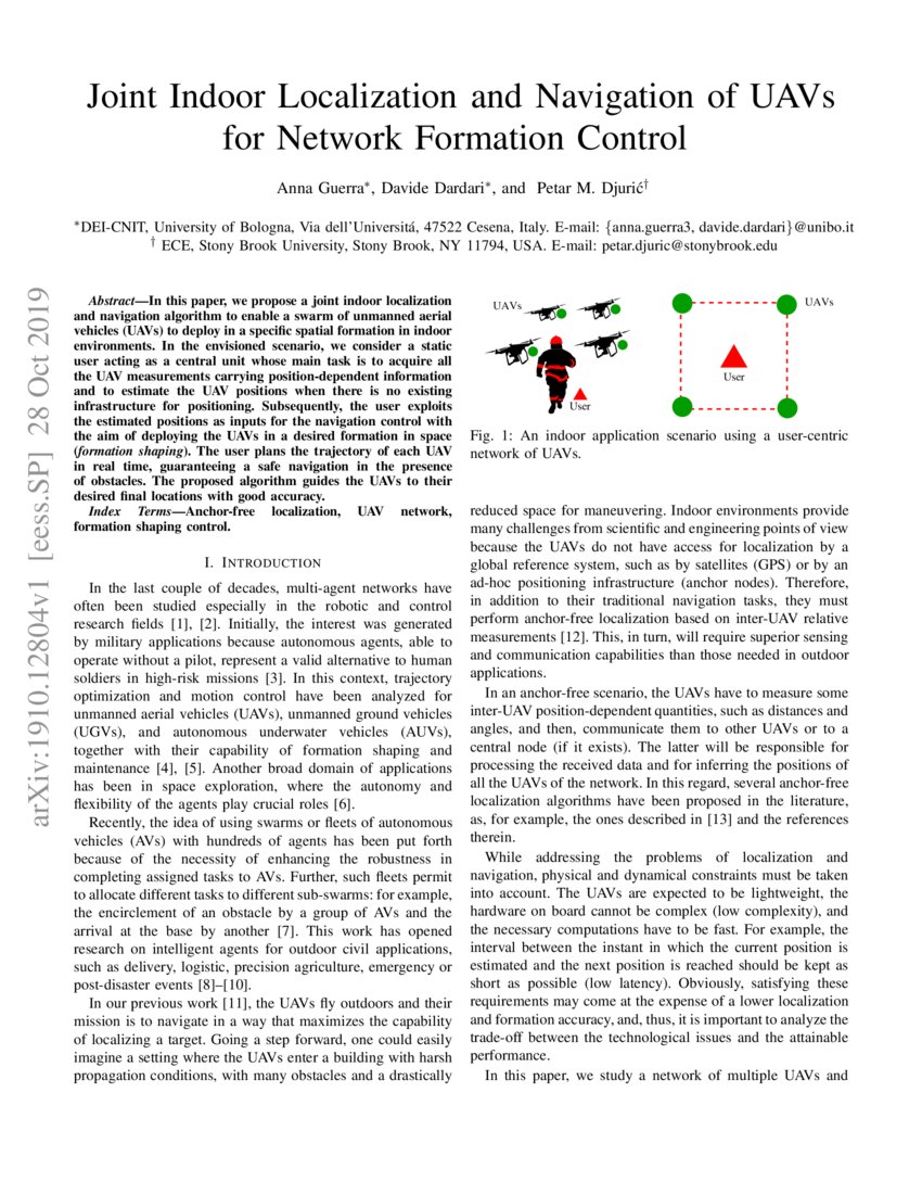 Joint Indoor Localization and Navigation of UAVs for Network Formation ...