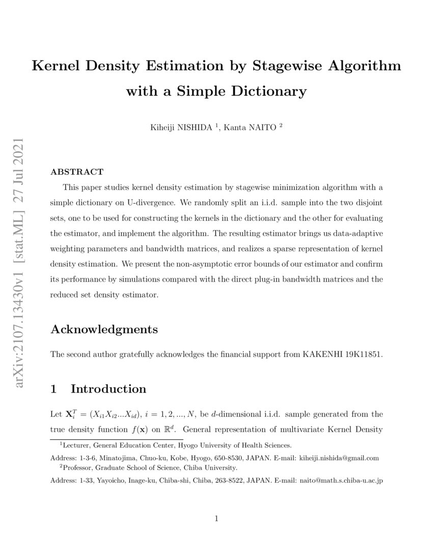 Kernel Density Estimation by Stagewise Algorithm with a Simple ...