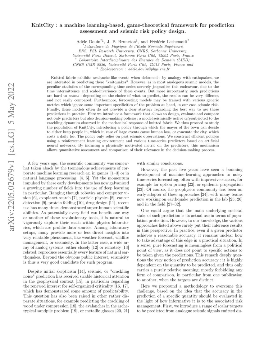 KnitCity a machine learningbased, gametheoretical framework for