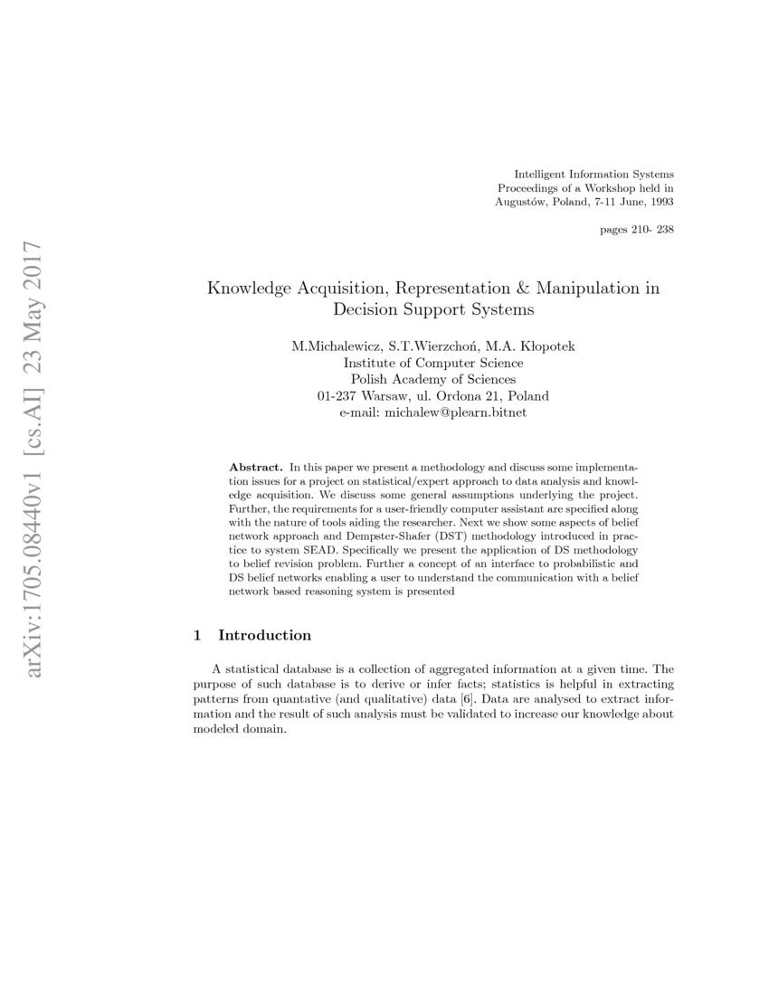 Knowledge Acquisition, Representation & Manipulation in Decision