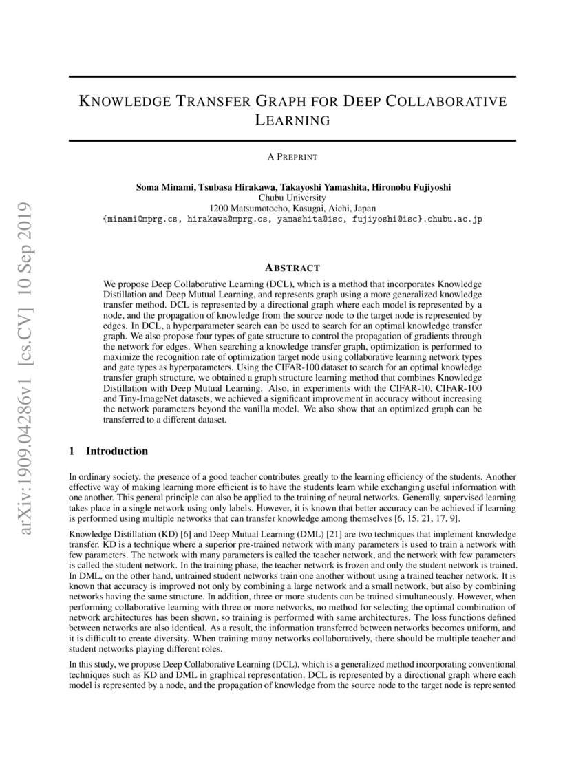 Knowledge Transfer Graph for Deep Collaborative Learning | DeepAI